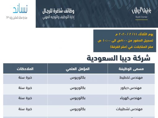 شركة ديبا السعودية وظائف مهندسين في الرياض